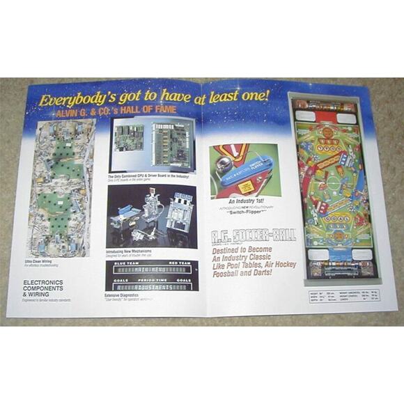 AG Soccer Ball Pinball FLYER 1991 Original NOS Artwork Sheet Vintage Promo - Picture 2 of 3